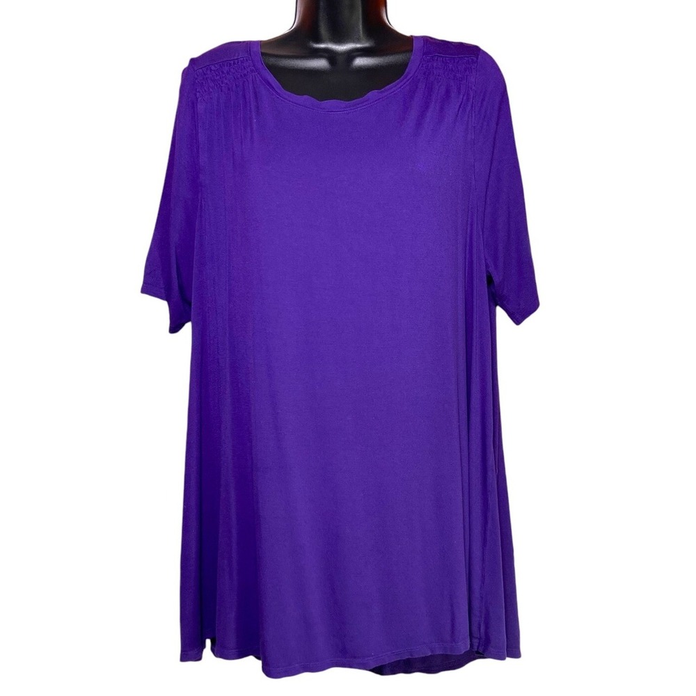 Lane Bryant Swing Tee Purple Short Sleeve Blouse Women Plus Size 14/16 Stretch